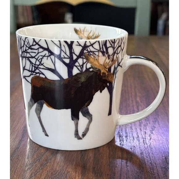 Two Can Art Paperproducts Design Other - Two Can Art Paperproducts Design Winter Solstice Moose Porcelain Mug, 13.5-Ounce